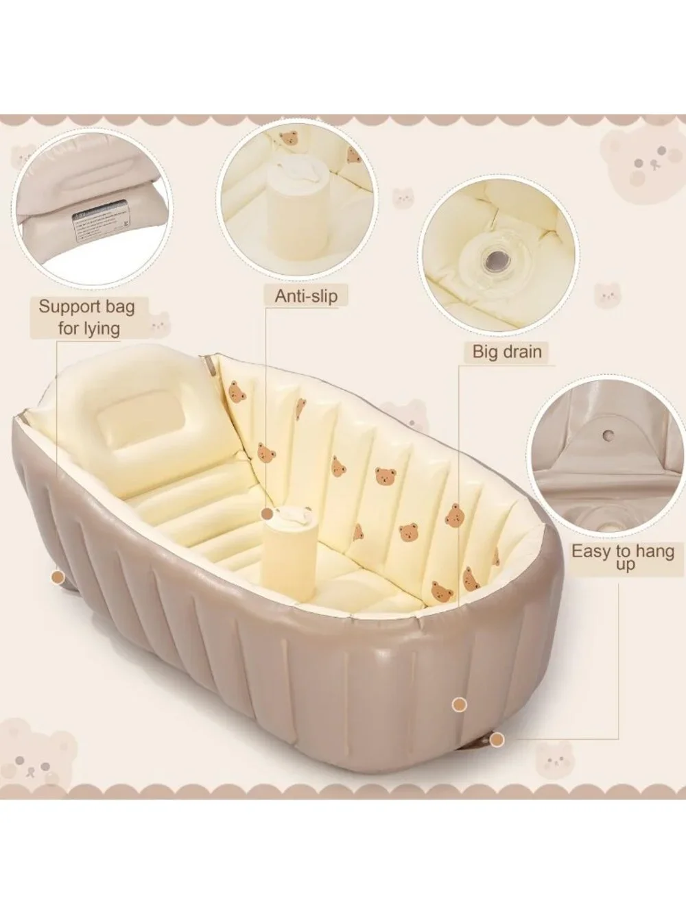 Portable Inflatable Bathtub for Toddlers - Easy Storage Baby Tub with Air Pump